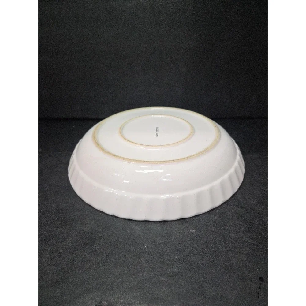 Blue‎ Round Ribbed Ceramic Quiche Pie Baking Dish, Vintage Ovenware, Bakeware